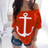 Loose Shoulder Bat Shirt Printed T-Shirt Women - ROUTINE FASHION